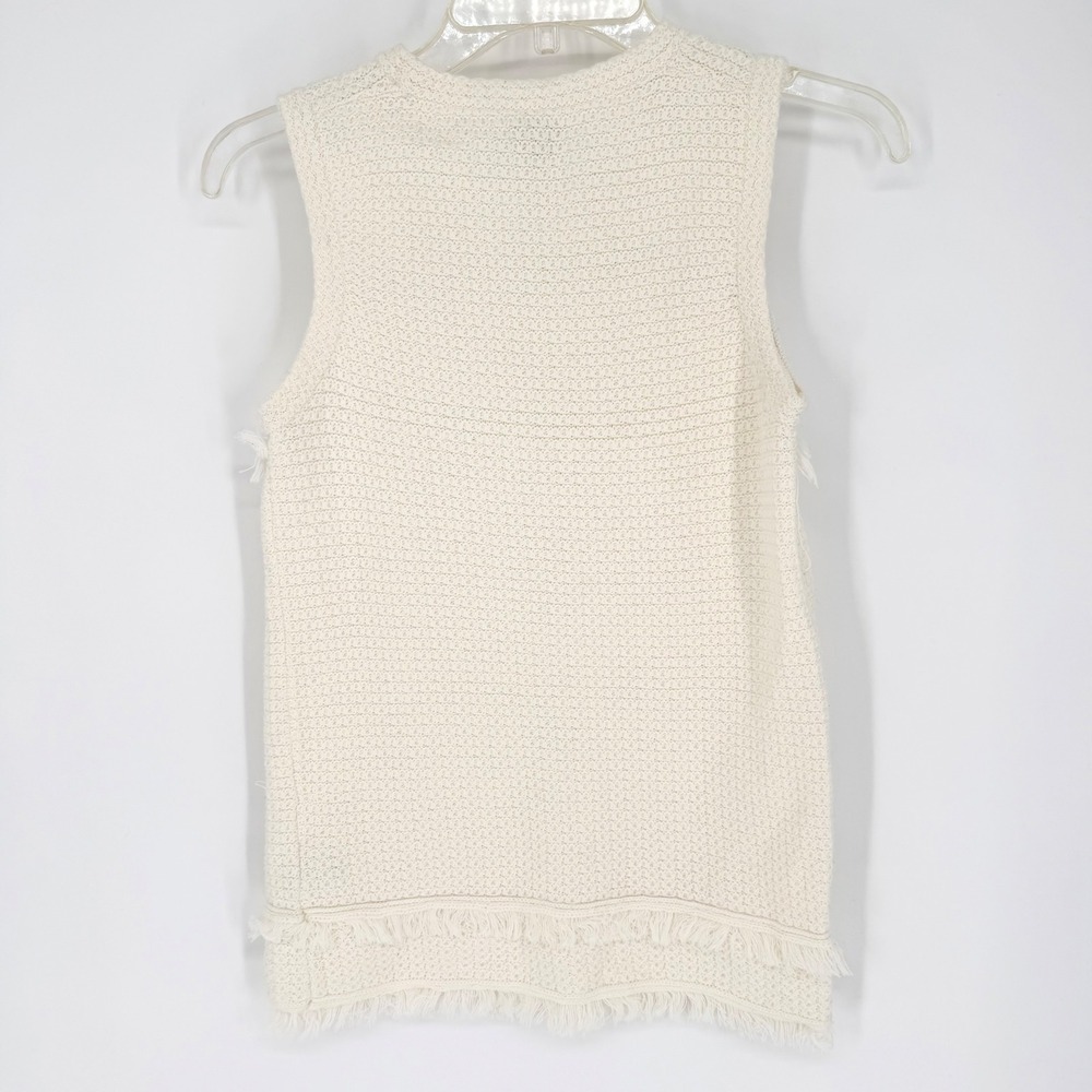 J. Crew Factory Knit Fringe Sweater-Tank Ivory Size XS Preppy Office Resortwear - Picture 6 of 8